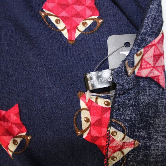 Fashion Vest Shawl navy cute pink fox print Sleeveless layer top OS one size - Picture 7 of 9